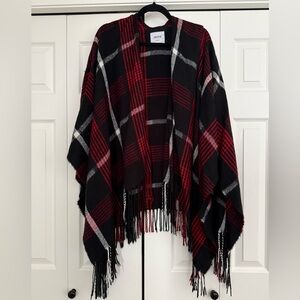 Ardene Black and Red Plaid Poncho
